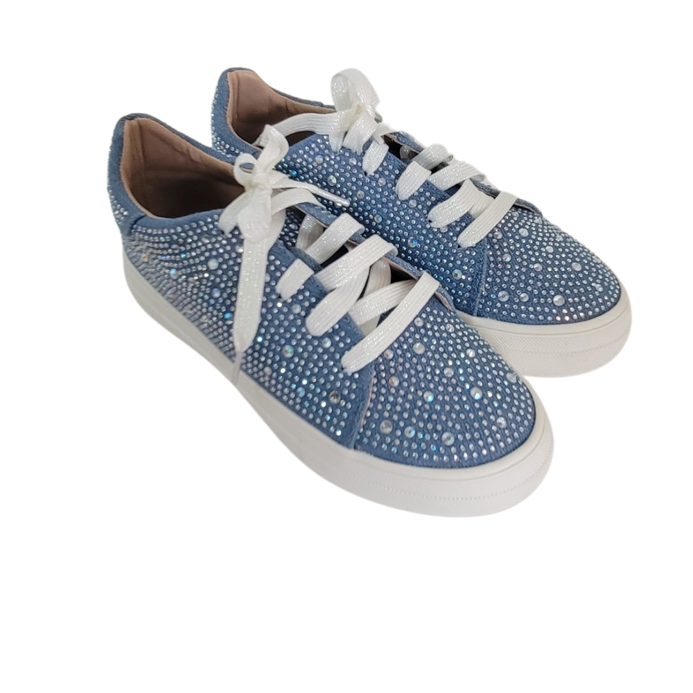 Girls's Blue Rhinestone Sneakers